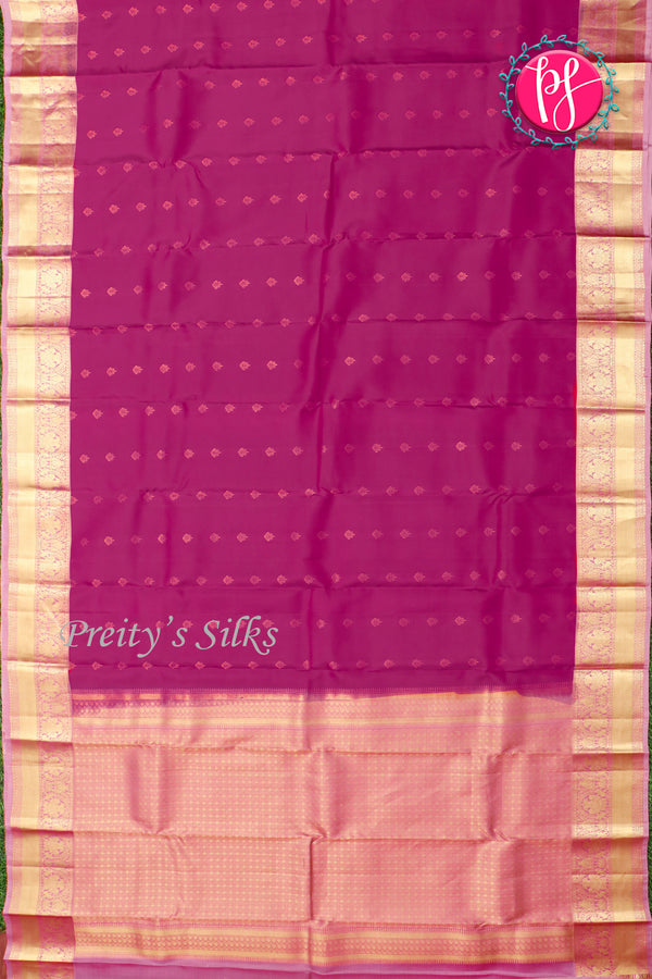 Half Pure Kanchipuram Silk Saree-Berryred And Mauvepink-PA35213