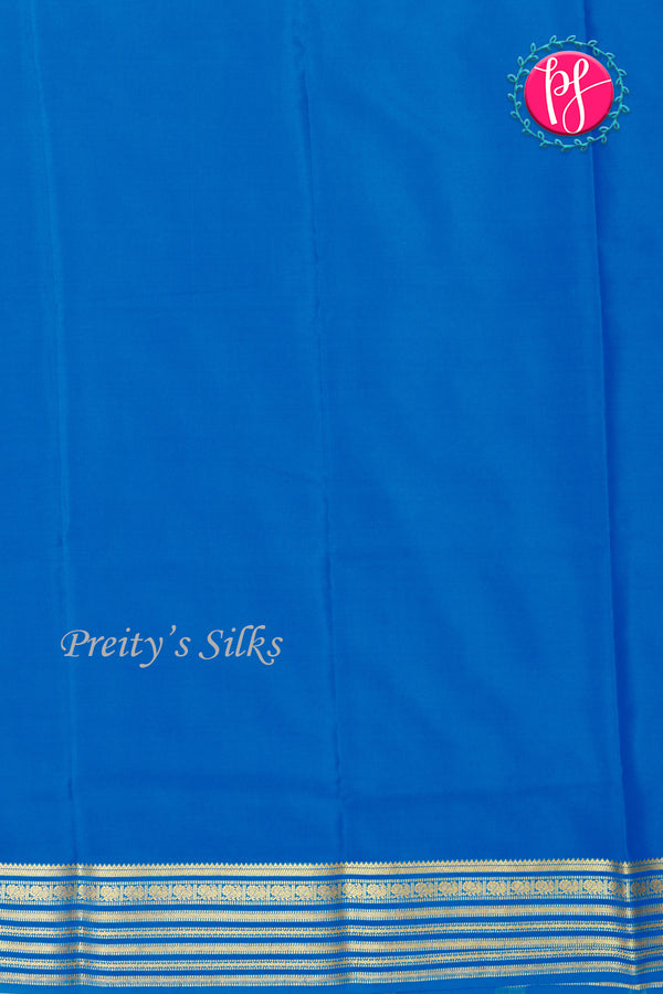 Pure Mysore Crepe Silk Saree -Royalblue And Tealblue-PA47018