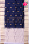 Pure Kanchipuram Silk Saree-Navyblue And Pale lilac-PA23543