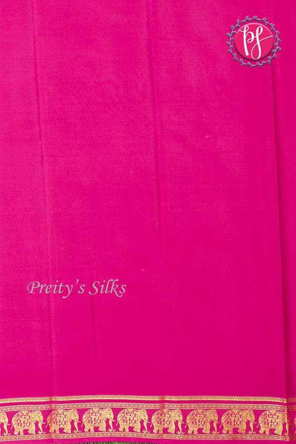 Pure Mysore Crepe Silk Saree-Contrast-Pistagreen And Pink-PA19804