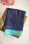 Pure Mysore Crepe Silk Saree-Navyblue And Skyblue-PA57314