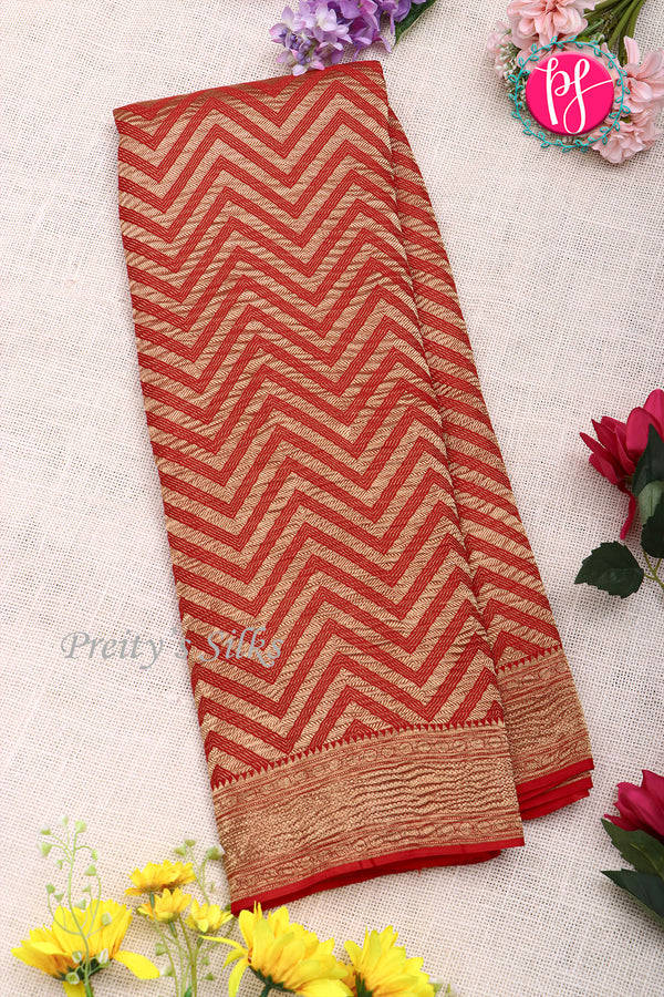 PURE KADDI BANARASI GEORGETTE SILK SAREE-Red-PA23860