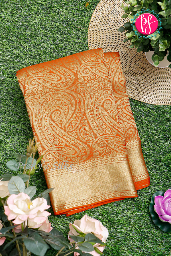 Pure Designer Crepe Silk Saree-Rusty Orange-PA20203