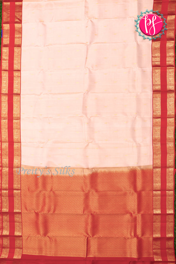 Half Pure Kanchipuram Silk Saree-Palepink And Red-PA35211