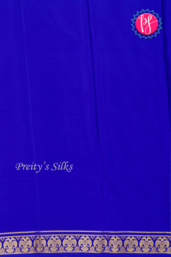Pure Mysore Crepe Silk Saree-Gandaberunda Border-Royalblue-PA26362