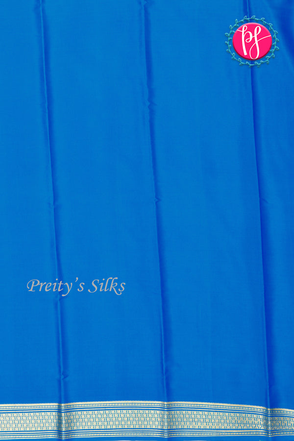 Pure Mysore Crepe Silk Saree-Royalblue And Tealblue- PA34000