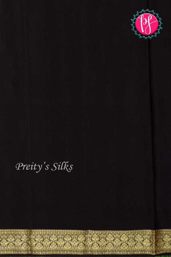 Pure Mysore Crepe Silk Saree-Mustardyellow And Black-PA46832