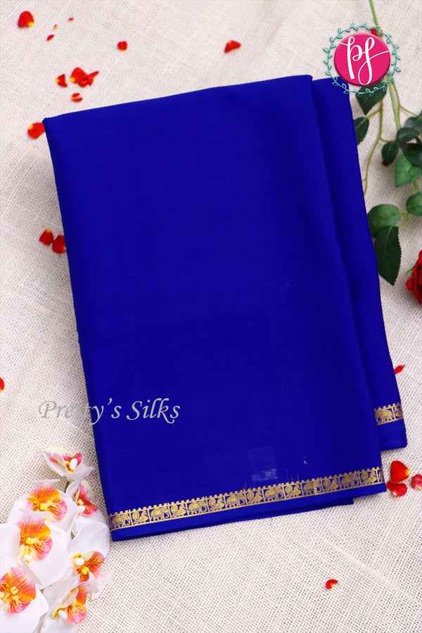 Pure Mysore Crepe Silk Saree -Royalblue-PF84178