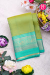 Half Pure Kanchipuram Silk Saree-Sage Green And Bright Turquoise-PA25832