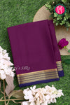 Pure Mysore Crepe Silk Saree-Dep wine And Navyblue-PA22237