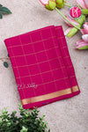 Pure Mysore Crepe Silk Saree (With singlechecks)-Pink -PA10730