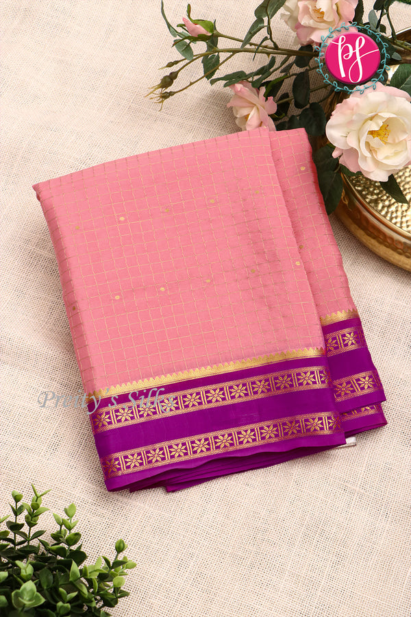 Pure Mysore Crepe Silk Saree -Lightpink And Mejentapink-PF86103