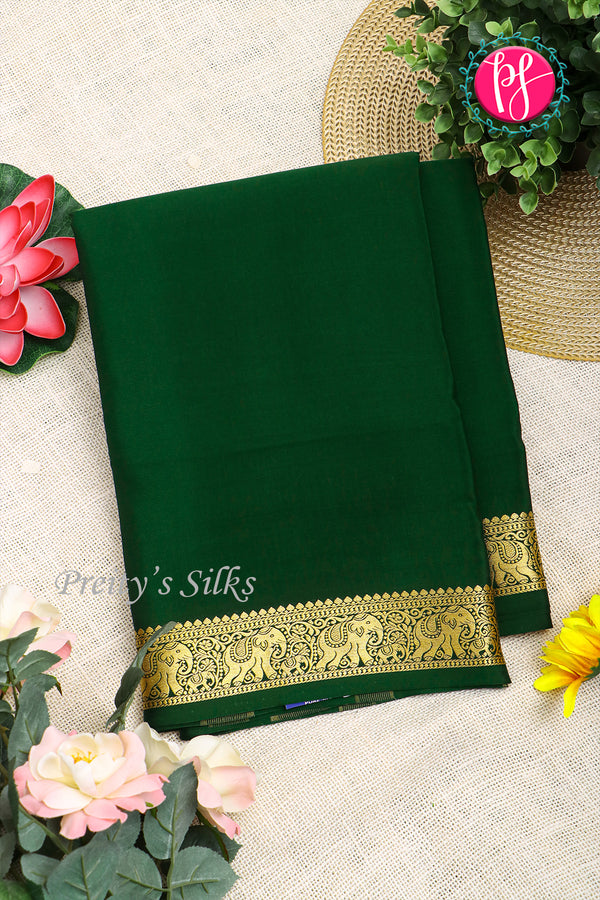 Pure Mysore Crepe Silk Saree-Bottlegreen-PA19804