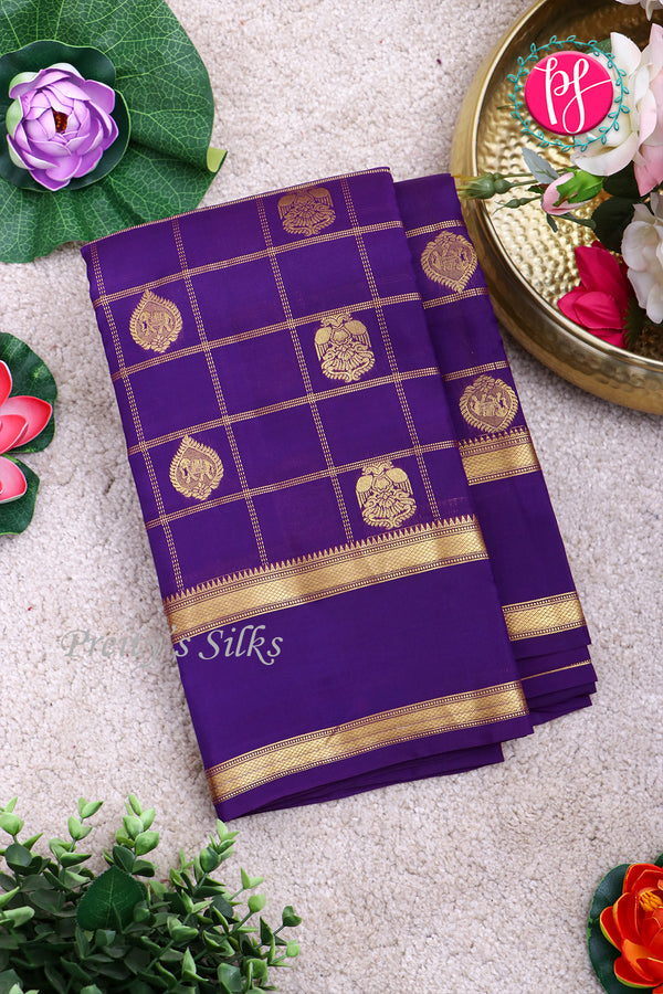 Half Pure Kanchipuram Silk Saree- Purple- PA24996