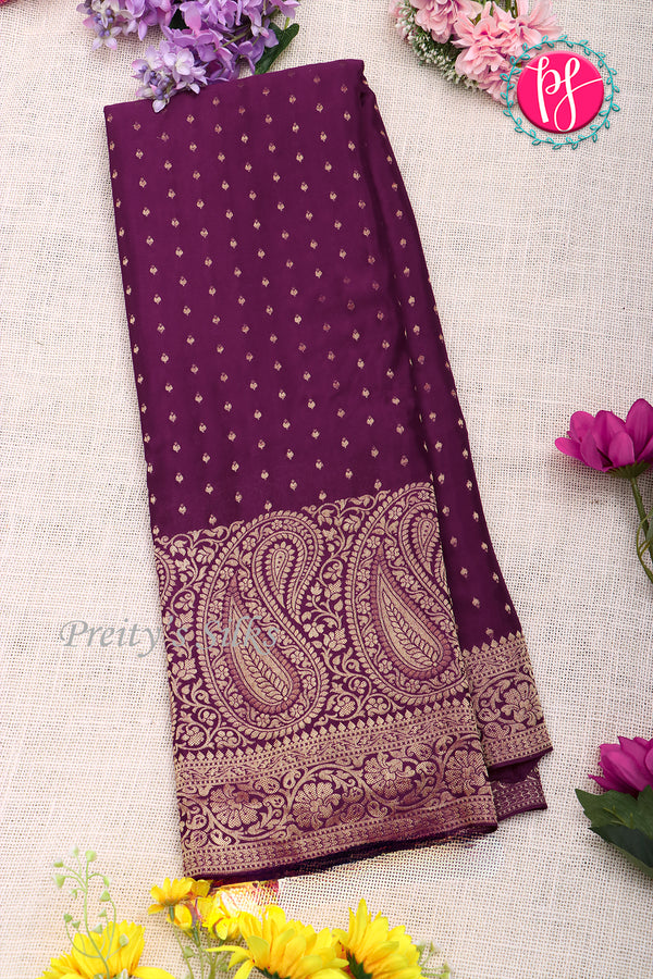 PURE KADDI BANARASI GEORGETTE SILK SAREE-Deepwine-PA23833