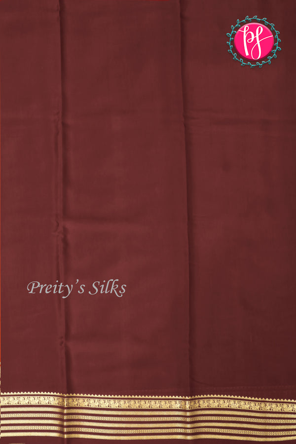 Pure Mysore Crepe Silk Saree-Rustorange And Brown-PA28717