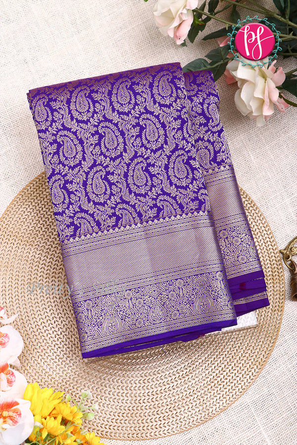 Pure Brocade Kanchipuram Silk Saree-purple-PA04494