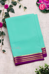 Pure Mysore Crepe Silk Saree -Skyblue And Purple-PF79543