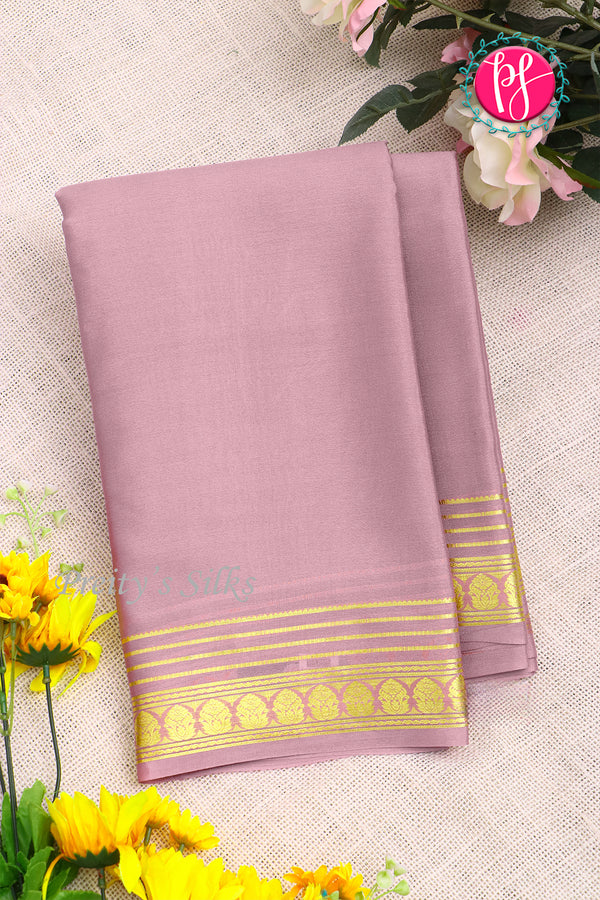Pure Mysore Crepe Silk Saree-Mauve Pink-PA21845