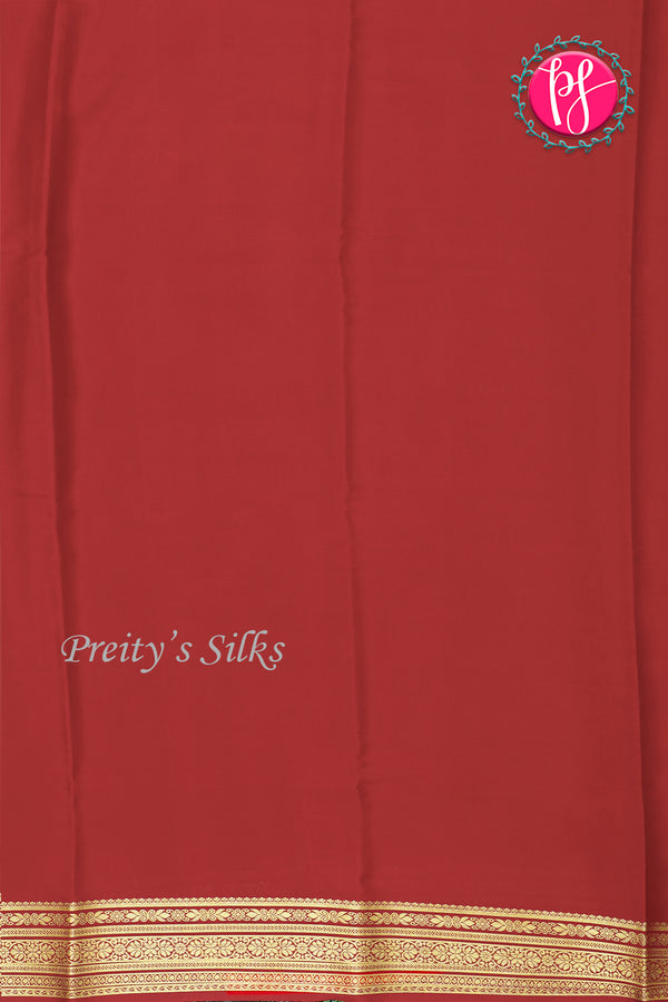 Pure Mysore Crepe Silk Saree- Pastel peach And Brickred-PA28937