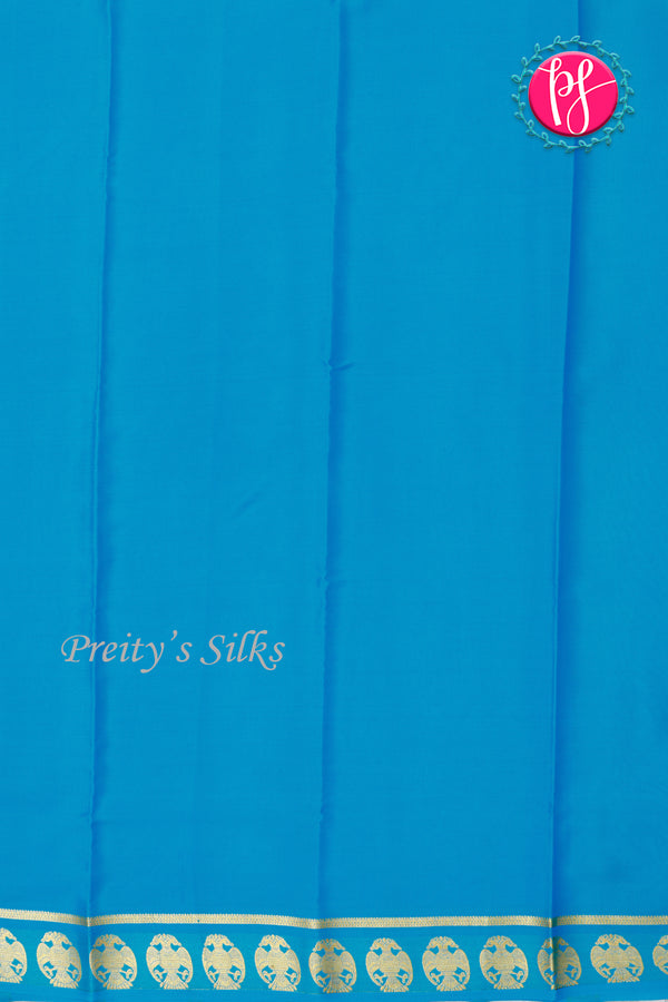 Pure Mysore Crepe Silk Saree-Gandaberunda Border-Pale Teal blue And Tealblue-PA33975