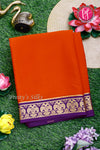 Pure Mysore Crepe Silk Saree-Gandaberunda Border-Rustorange And Purple-PA19895