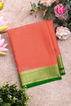 Pure Mysore Crepe Silk Saree -Coral Pink And Parrotgreen-PF82724