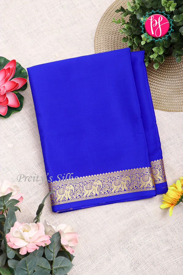 Pure Mysore Crepe Silk Saree-Royalblue-PA19804