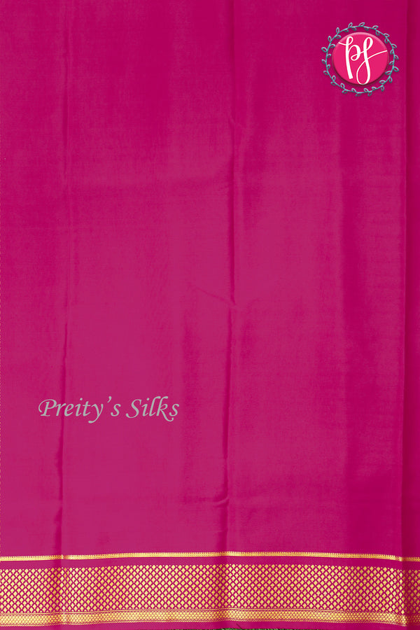 Pure Mysore Crepe Silk Saree -Bottlegreen And Pink-PA10699