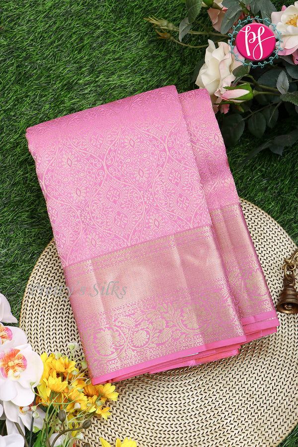 Pure Brocade Kanchipuram Silk Saree - light pink-PA04492