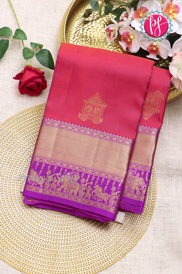 Pure Kanchipuram Silk Saree-Pink And Lavender-PF47881