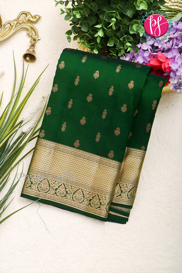 Pure Kanchipuram Silk Saree-Bottle Green-PA04339