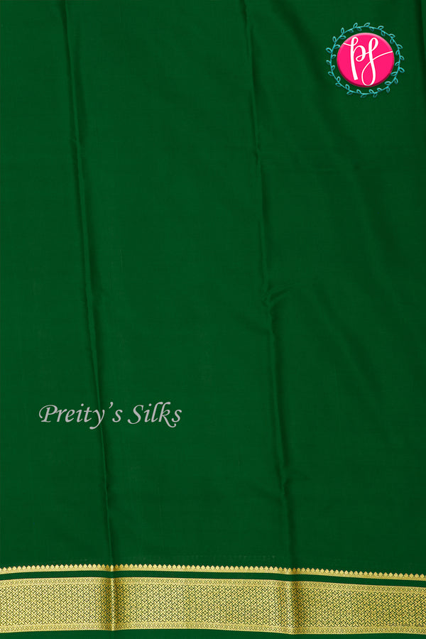 Pure Mysore Crepe Silk Saree-Crimsonred And Bottlegreen-PA28744
