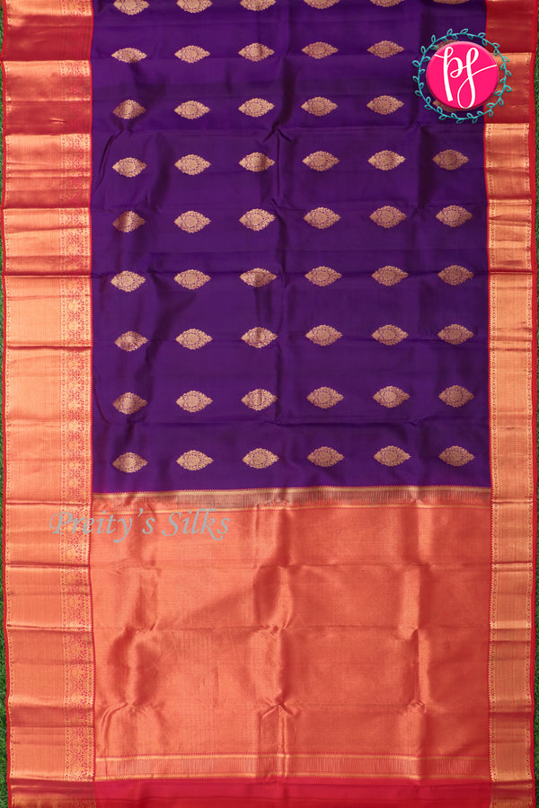Pure Kanchipuram Silk Saree-Purple And Red-PA23514