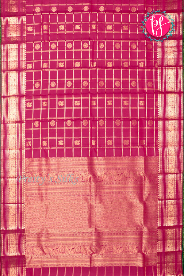 Pure Kanchipuram Silk Saree-Mejentapink And Green-PA27234