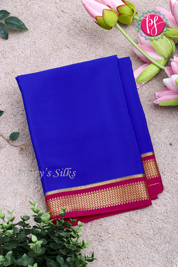 Pure Mysore Crepe Silk Saree -Royalblue And Mejentapink-PA10650