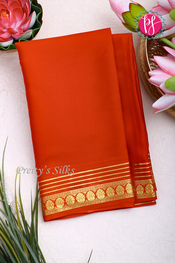 Pure Mysore Crepe Silk Saree -Orange-PA03096