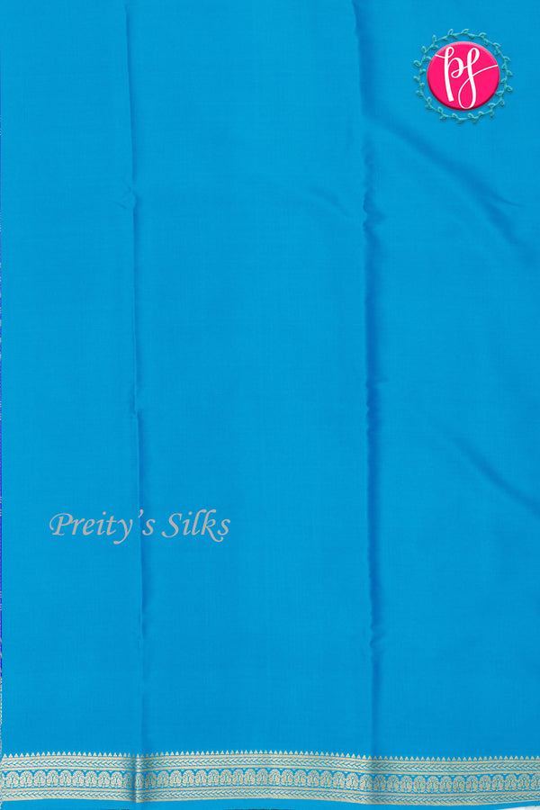 Pure Mysore Crepe Silk Saree-Double checks-Royalblue And Tealblue-PA26523