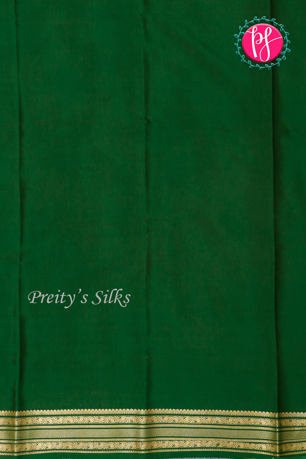 Pure Mysore Crepe Silk Saree-Mustardyellow And Bottlegreen-PA28981