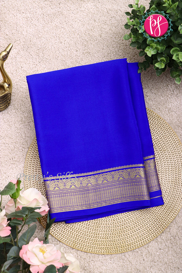Pure Mysore Crepe Silk Saree-Royalblue-PF84310