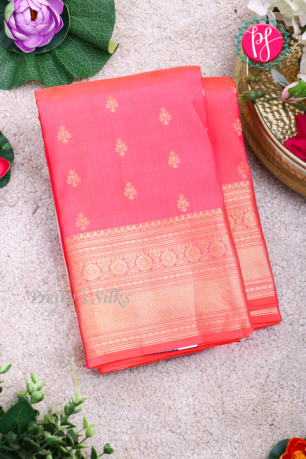 Pure Kanchipuram Silk Saree-Watermelon Pink-PA27609
