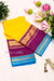 Pure Mysore Crepe Silk Saree -Yellow And Purple skyblue-PA01233