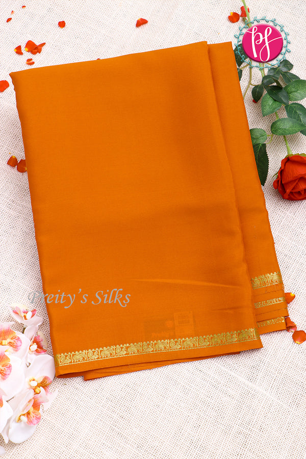 Pure Mysore Crepe Silk Saree -Orange-PF84176