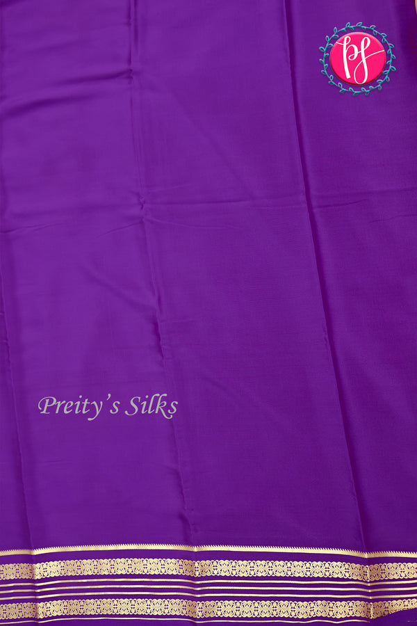 Pure Mysore Crepe Silk Saree-Tan And Purple-PA34176