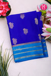 Pure Mysore Crepe Silk Saree -Royalblue And Deep Teal- PA01187