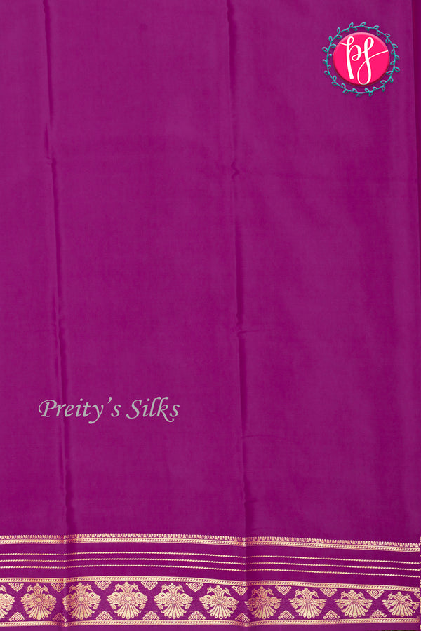 Pure Mysore Crepe Silk Saree-Babypink And WinePeacock border -PA26542