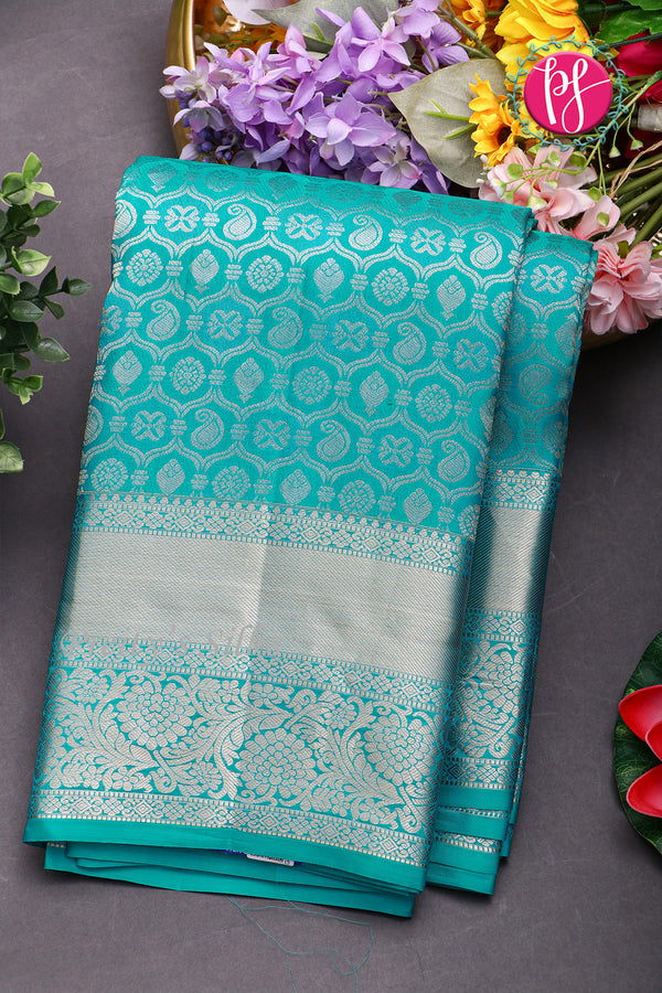 Pure Kanchipuram Silk Saree-Skyblue-PA04480