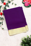 Pure Mysore Crepe Silk Saree -Purple And Creme -PF79543