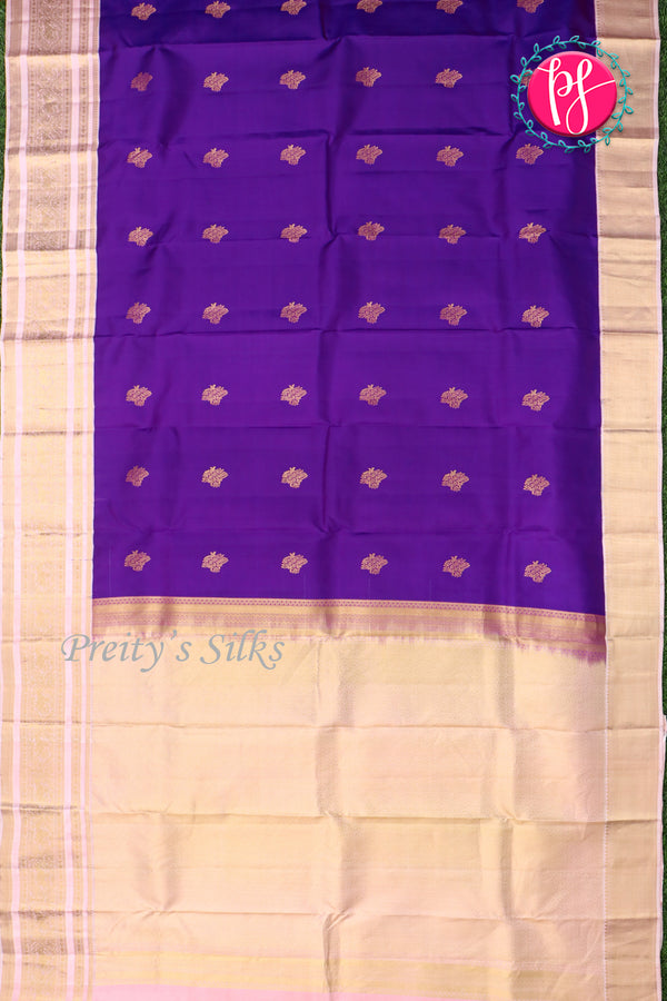 Pure Kanchipuram Silk Saree-Blue And Lightpink-PA23514
