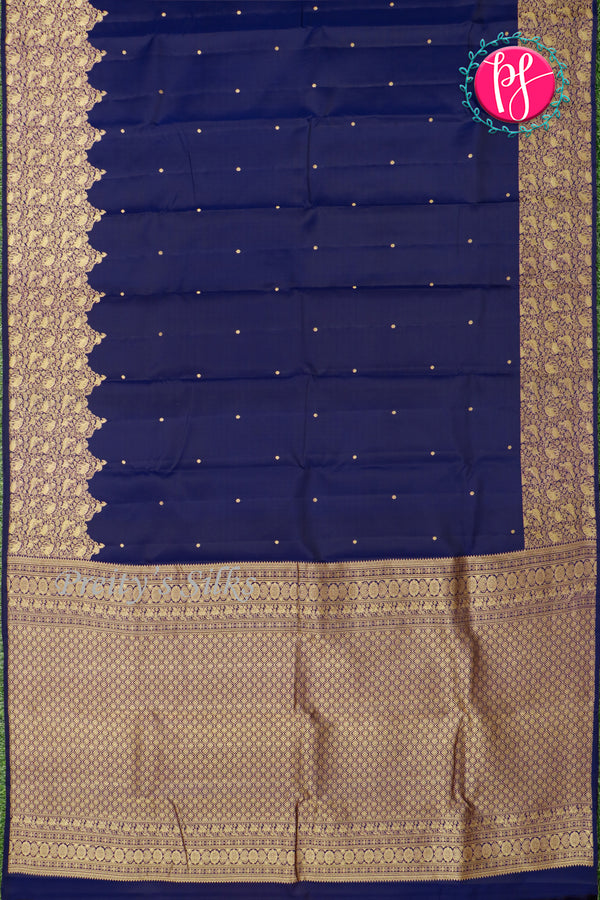 Pure Kanchipuram Silk Saree-Navyblue-PA2726753